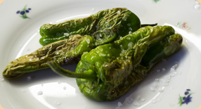 Grilované Pimientos de Padrón s hrubou solí